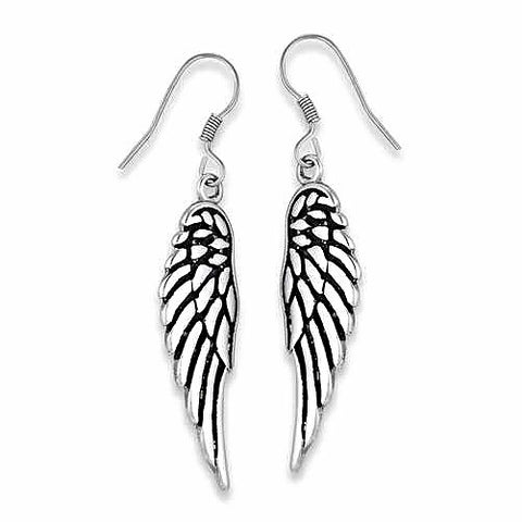 ANGEL WING DANGLING EARRINGS IN STAINLESS STEEL