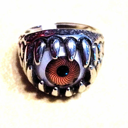 BROWN EYE BALL Ring in Stainless Steel