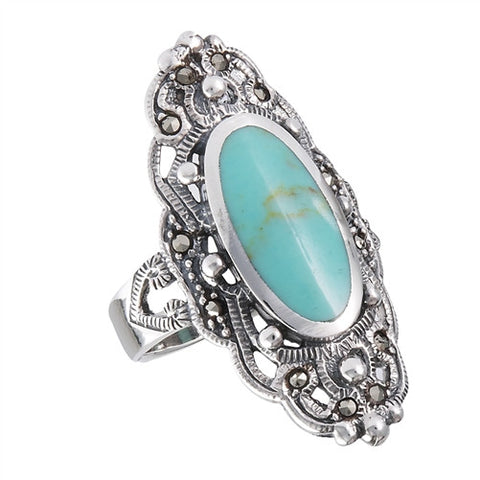 Sterling and Marcasite Ring in Turquoise