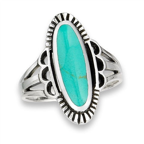 Oval Turquoise and Sterling Silver Ring