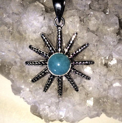 Sterling Silver Sun Pendant With Turquoise Stone