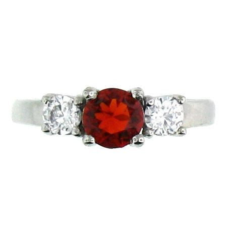 Great Deep Red and CZ Stone Stainless Steel Ring