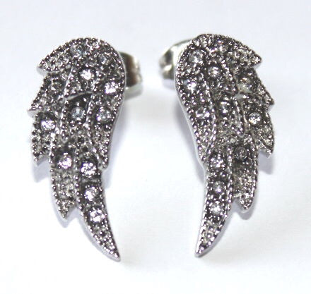 Wings that Sparkle in The Sun Stainless Steel Earrings Studs