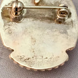 Bev Etsate Zuni Pin/Pendant Sterling Silver Coral Onyx Bear