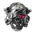 RED EYED PIRATE SKULL IN STAINLESS STEEL