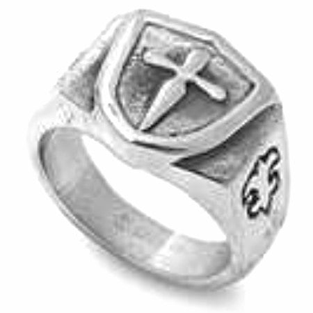 Sword Cross Shield Ring in Stainless Steel