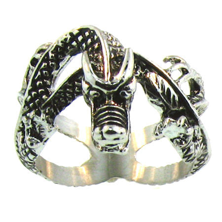 VERY DETAILED WRAP AROUND DRAGON RING IN STAINLESS STEEL FOR MEN