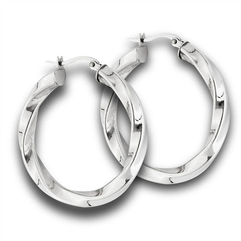 Stylish Twisted Wide Hoops 45mm  Stainless Steel