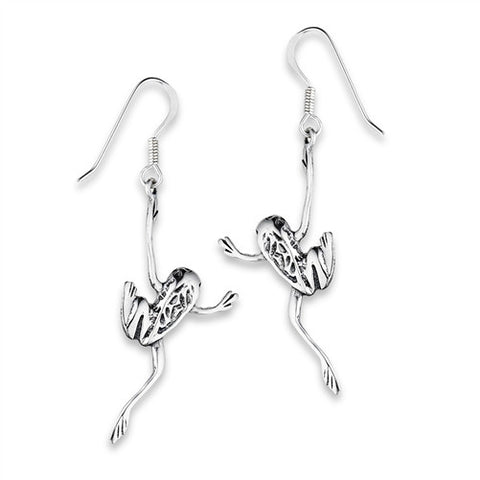 CLIMBING FROG EARRINGS IN STERLING SILVER .925