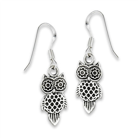 ADORABLE FILIGREE OWL Earrings in Sterling Silver  .925