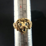 Stunning 14KT Yellow Gold Lion Ring Size 6 Sapphire Eyes & Mouth Vintage Estate Pinkie Ring