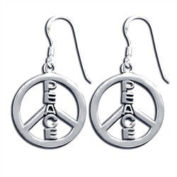 Peace Peace Sign Earrings Sterling Silver