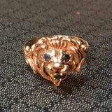 Stunning 14KT Yellow Gold Lion Ring Size 6 Sapphire Eyes & Mouth Vintage Estate Pinkie Ring