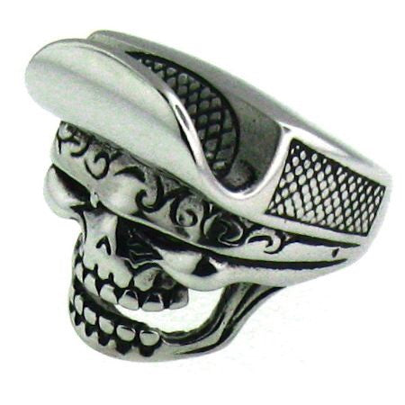 Brim Hat Skull Ring in Stainless Steel 316L