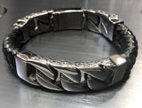 Leather and Stainless Steel Curb Chain Bracelet