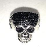 Sparkly Black Skull Ring in Stainless Steel