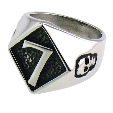 Seven 7 Ring in Diamond Skulls Stainless Steel Ring