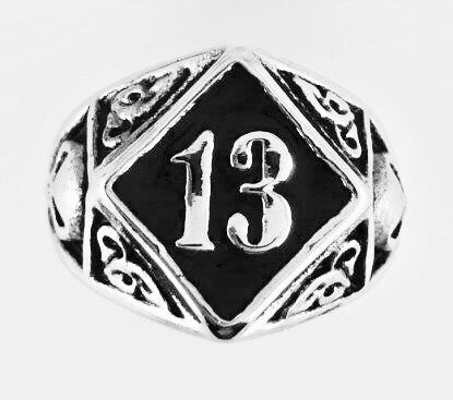 Fancy Lucky 13 Ring in Stainless Steel