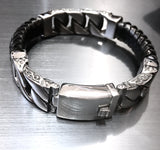 Leather and Stainless Steel Curb Chain Bracelet