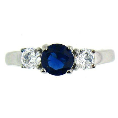 Deep Dark Blue and CZ Stone Stainless Steel Ring